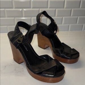 Marc Jacobs Black Leather Platform Sandals